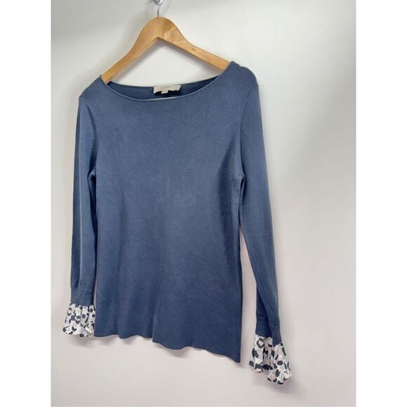 LOFT Sweater Boatneck Gray Size Medium Office Long Sleeve Shirt - Picture 3 of 8